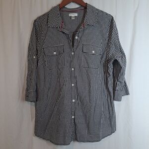 Croft & Barrow Black and White Gingham Shirt 1X